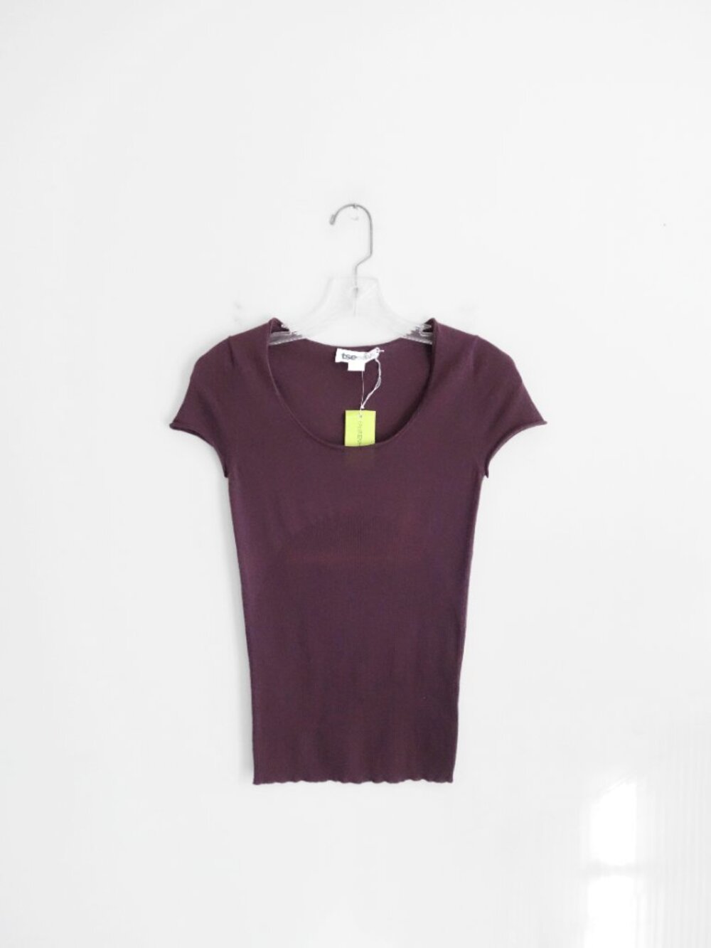Vtg Y2K 00s TSE tsesay Aubergine Dusty Purple Short Sleeve Tee Shirt XS NWT NWD